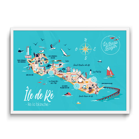 Landkarte, Île de Ré, Frankreich - Poster 30 x 40 cm