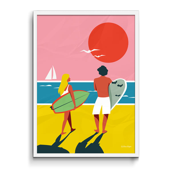 Surfers sur la plage - Poster 30 x 40 cm - Wanddeko
