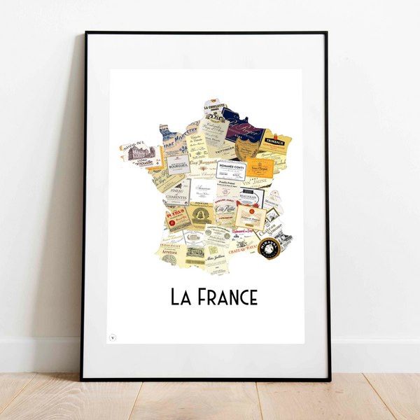 Poster Weinkarte aus Frankreich - von Atelier Vauvenargues