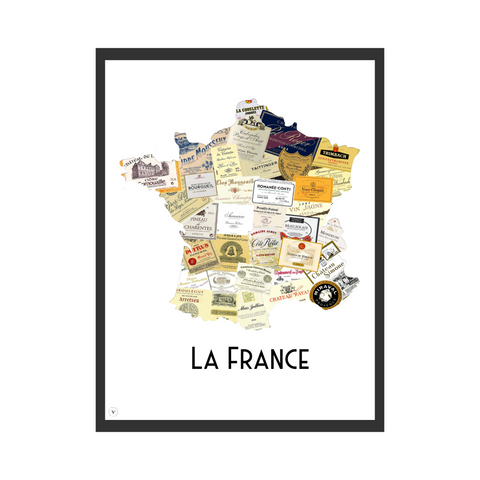 Weinlandkarte von Frankreich - Poster 30 x 40 cm von Atelier Vauvenargues - Audette.de
