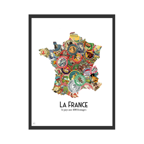 Käse-Landkarte von Frankreich - Poster 30 x 40 cm
