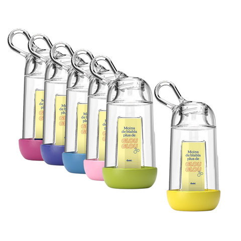 Mini Gobi personalisierbare Trinkflaschen in Pink, Rosa, Saphirblau, Lagunenblau, Grün und Gelb Farben - made in France